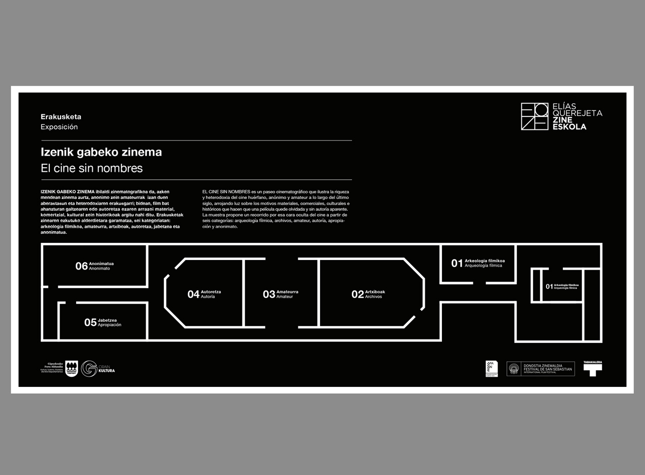 Cartel con el plano de la escuela Elías Querejeta Zine Eskola de Tabakalera.